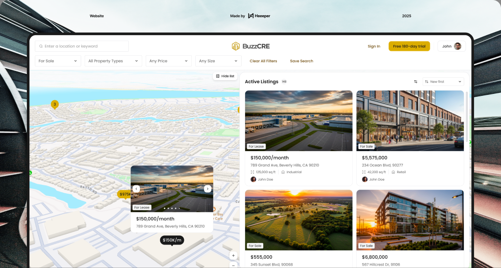 BuzzCRE commercial real estate marketplace UX UI design case study
